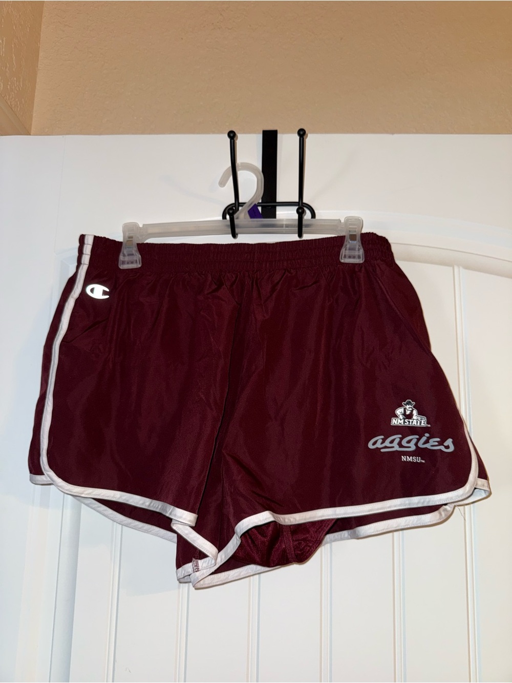 Champion Women's Maroon Athletic Shorts with White Trim